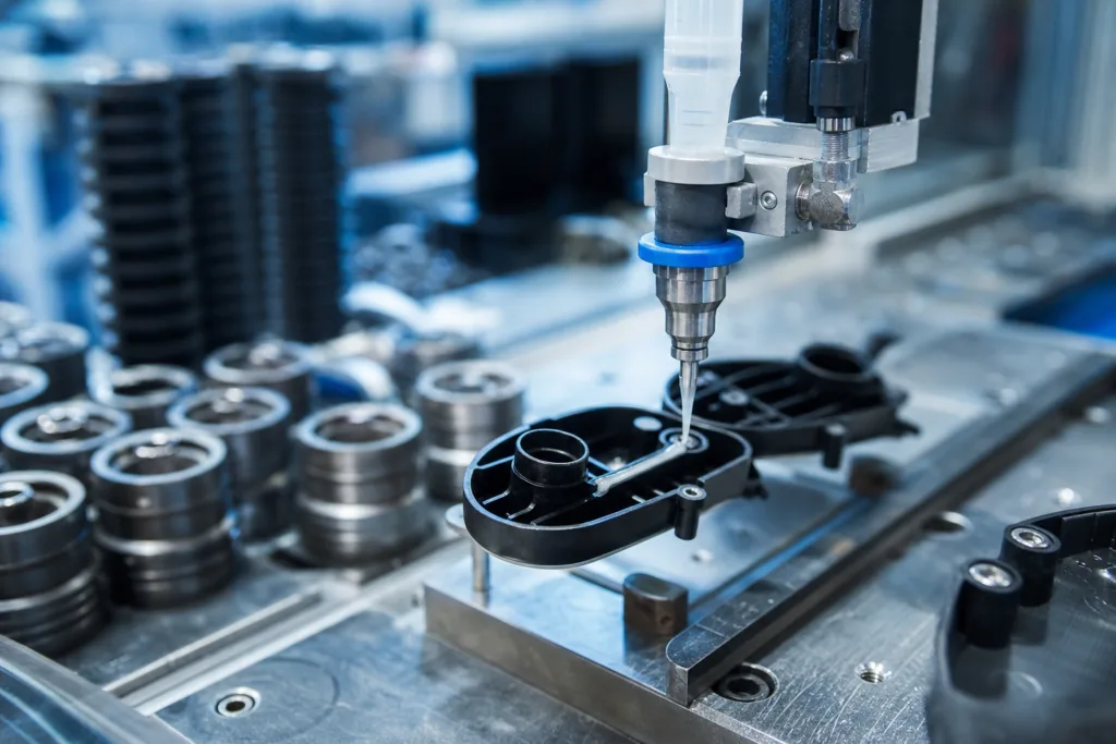 How to Choose Cyanoacrylate Adhesives for Metal, Rubber-to-Metal, and Plastic-to-Metal Assemblies 2 mixed material bonding line