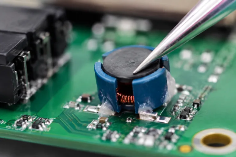 PCB Adhesive 14 A realistic close-up product photography scene showing PCB adhesive bonding strength evaluation, with reinforced mounted components under gentle mechanical support testing and secure local adhesion.