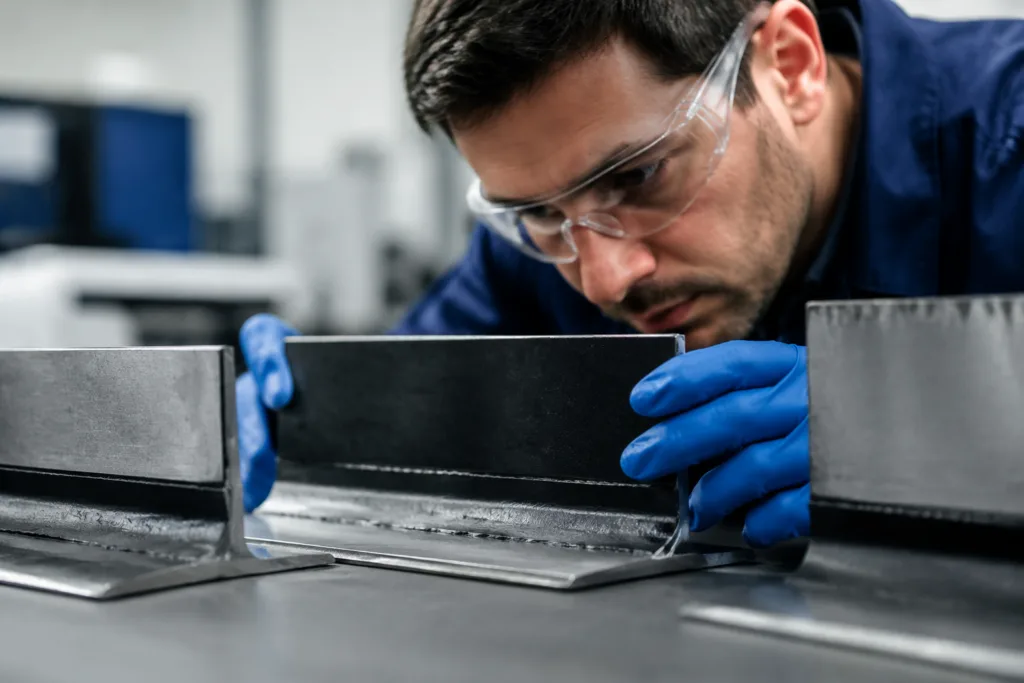 Rubber Bonding Adhesive Guide for Metal, Glass, and Plastic Applications 1 A realistic industrial lab scene showing evaluation of rubber-to-metal bonding performance.