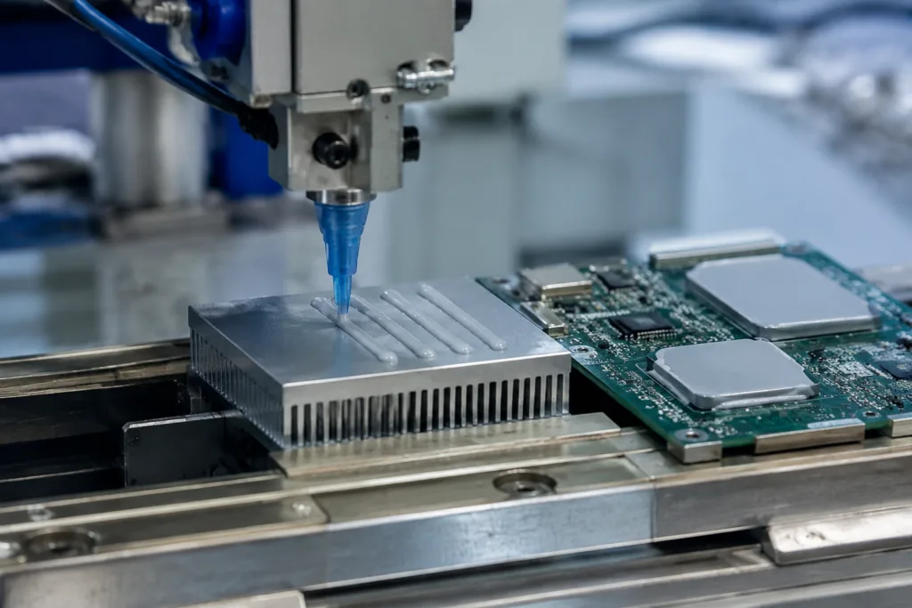 What Thermal Adhesive TDS Data Actually Matters: How to Read W/m·K, Lap Shear, Viscosity, Cure, and Other Key Parameters 2 thermal adhesive dispensing electronics
