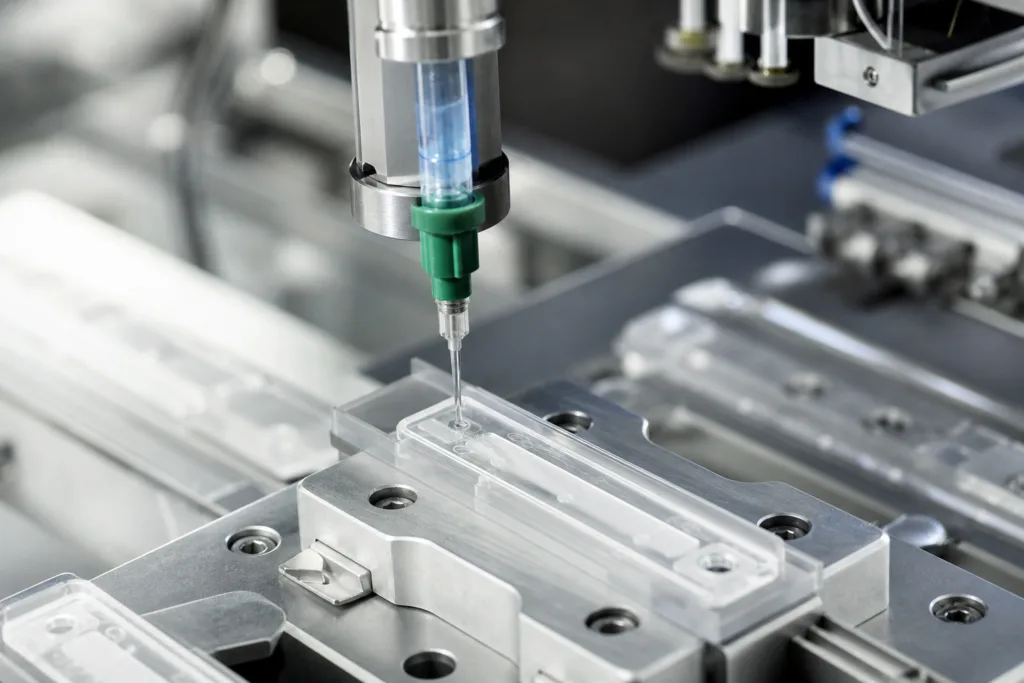 Medical Adhesives for Diagnostic Cartridges, Test Cassettes, and Microfluidic-Adjacent Components: How to Control Bonding, Cure, and Contamination Risk 2 diagnostic device adhesive dispensing cassette