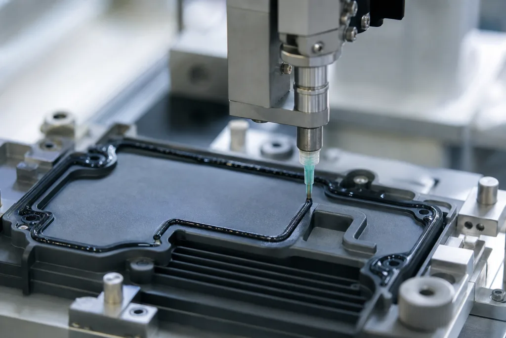 wet service adhesive dispensing process