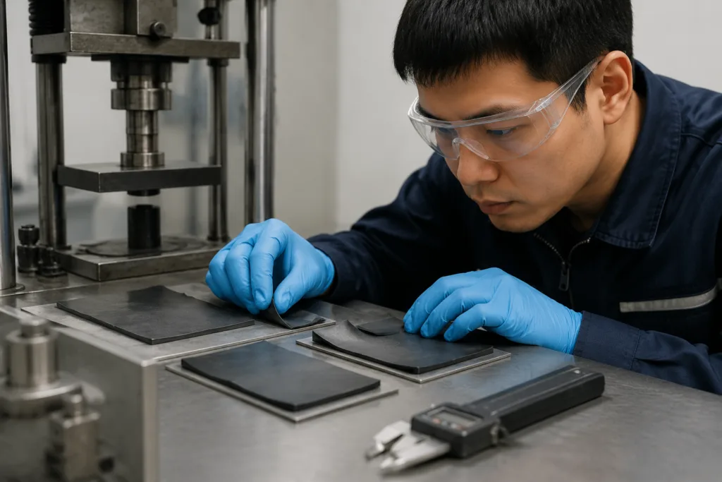 cycled rubber bond sample inspection