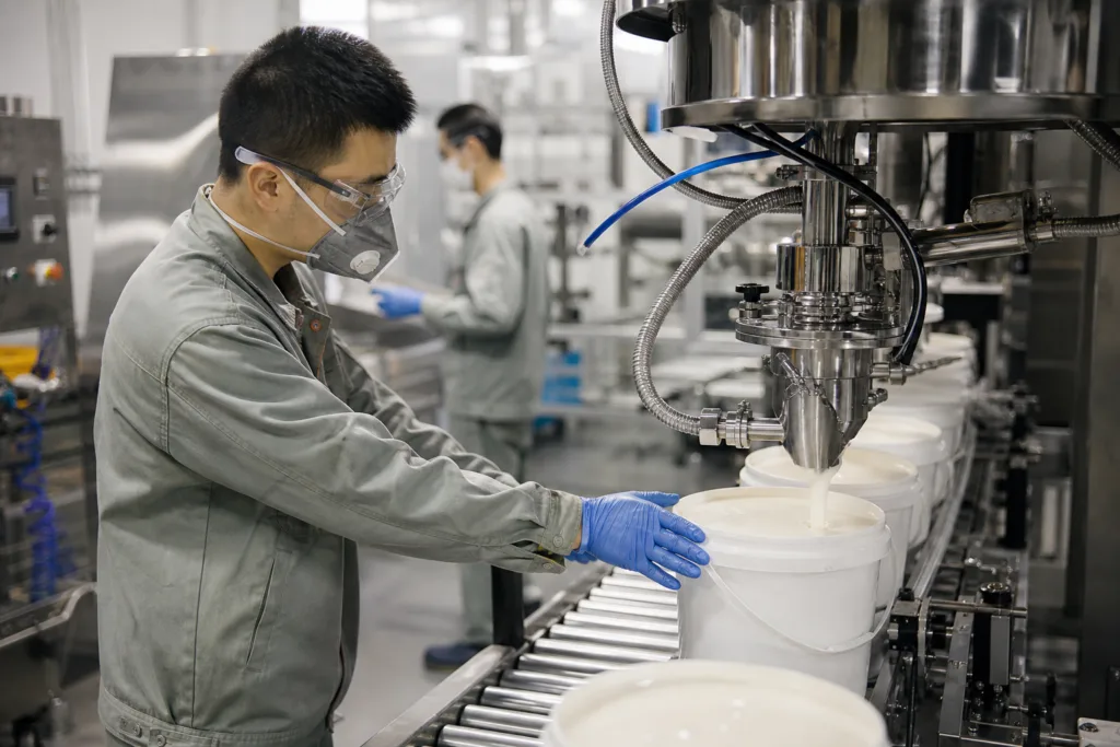Foam to Fabric Adhesive Selection for Soft, Durable Lamination 9 Industrial filling line preparing flexible adhesive for foam and fabric lamination use