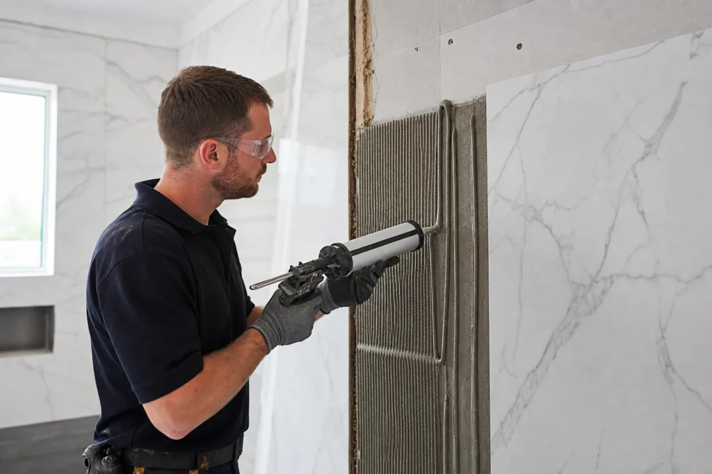 stone panel bonding bathroom