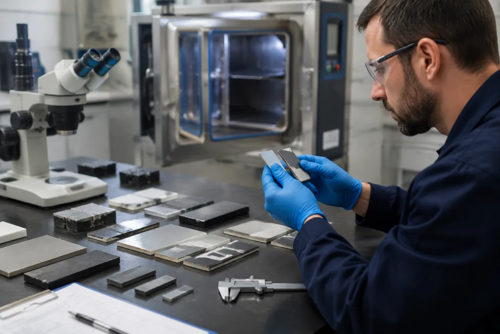 Ceramic to Plastic Adhesive Selection for Mixed-Material Assemblies 3 testing bonded ceramic plastic samples